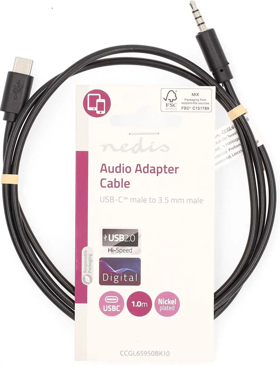 Nedis CCGL65950BK10 USB-C Adapter - USB 2.0 - 1m - Zwart