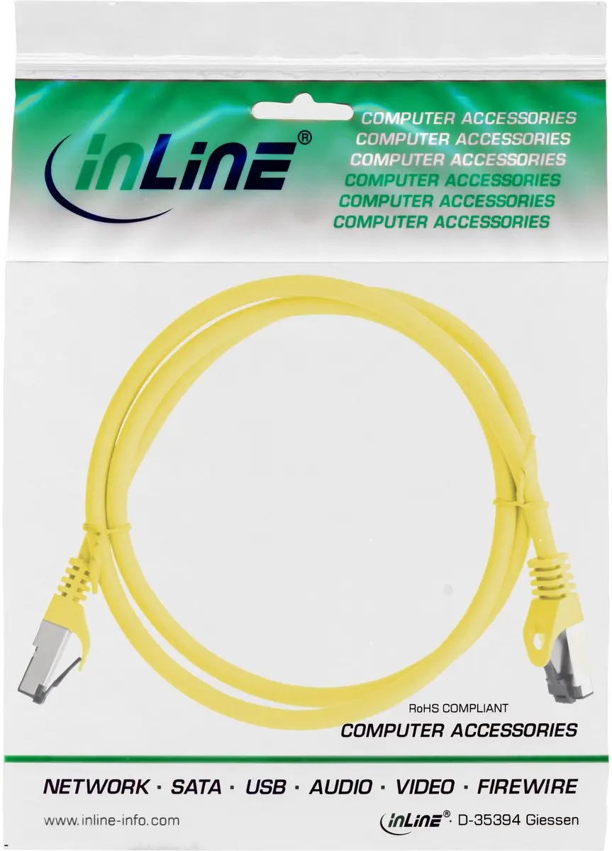 InLine S/FTP CAT8.1 Netwerkkabel 40Gbps - Geel - 0,5m