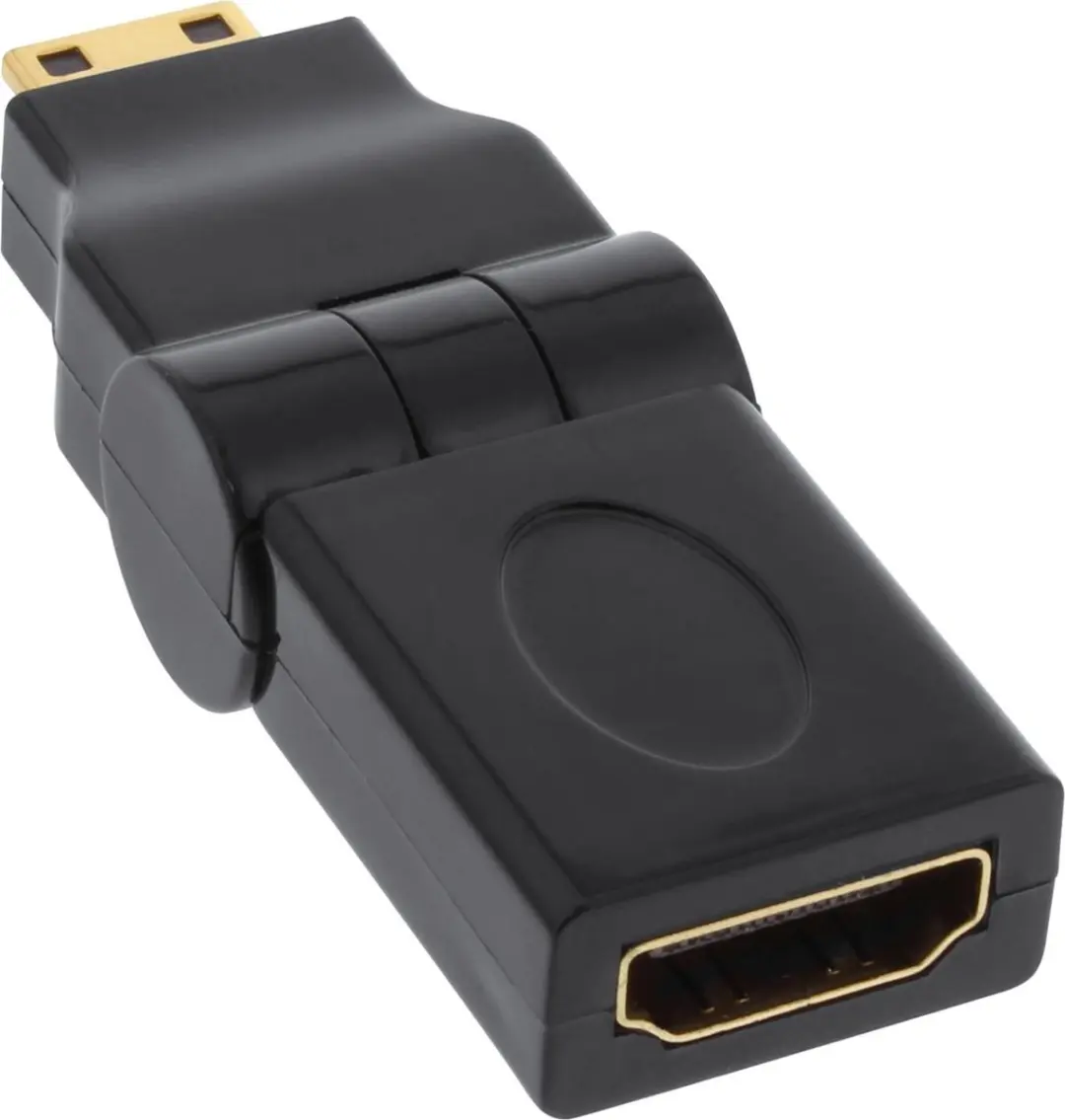 InLine Mini HDMI naar HDMI Adapter 1.4 180° Draaibaar - Zwart