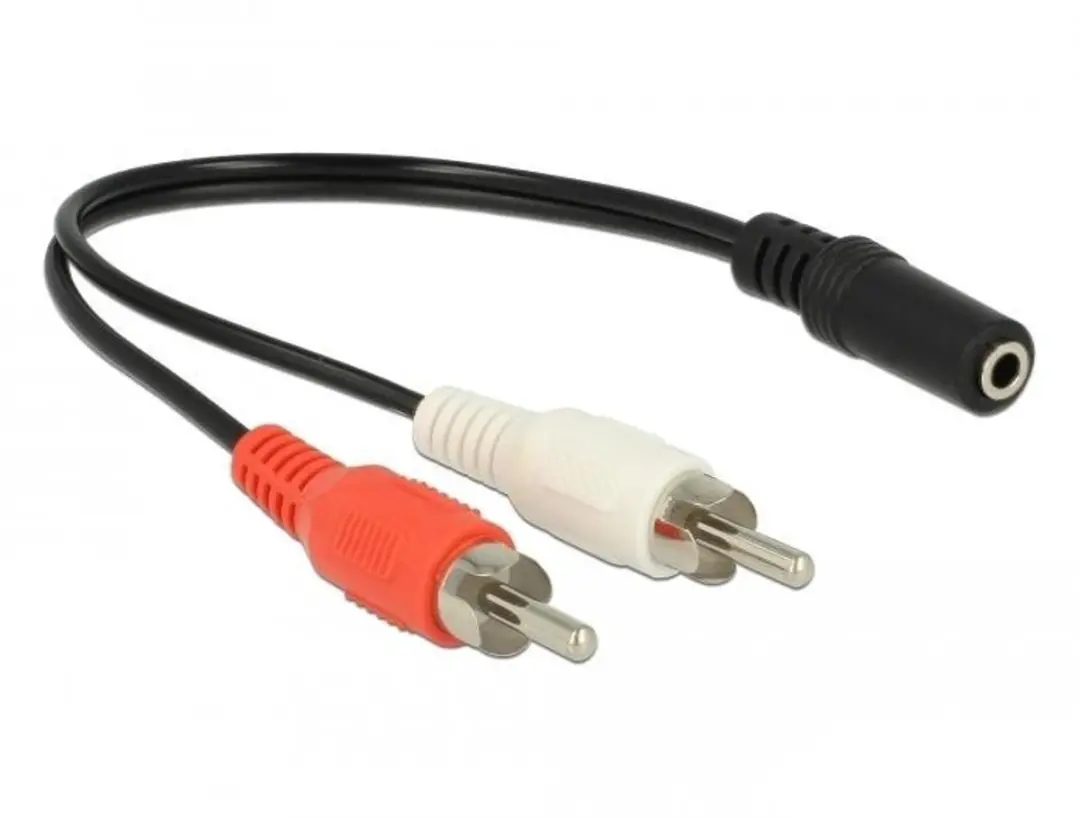 Delock Audiokabel 2x RCA naar 3,5mm Jack - 20cm - Zwart