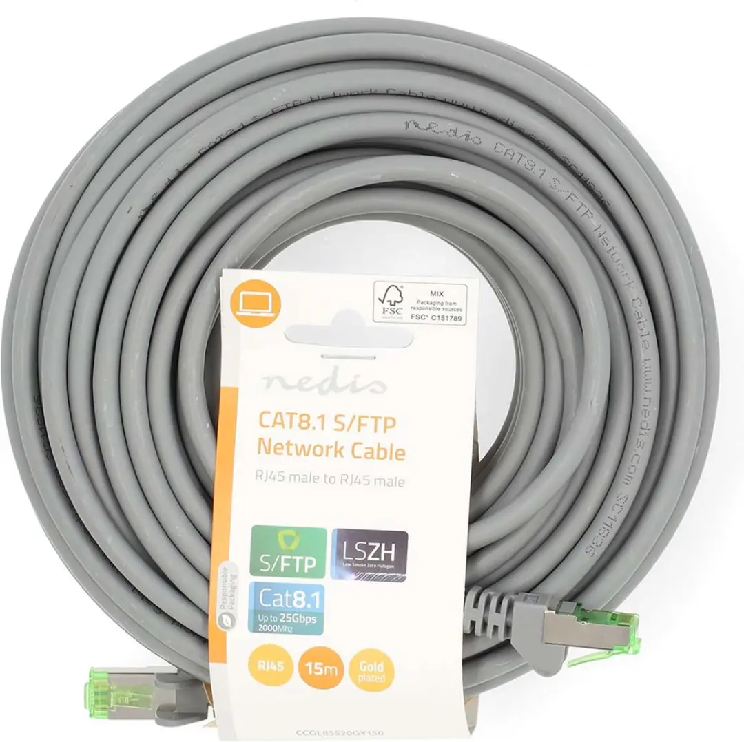 Nedis Cat 8.1 Netwerkkabel CCGL85520GY150 - 15m - Grijs