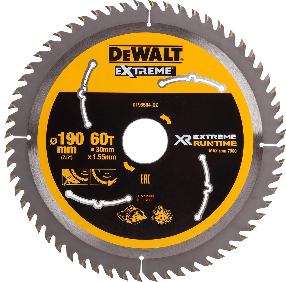 DeWalt CSB 190mm 60T Houtzaagblad