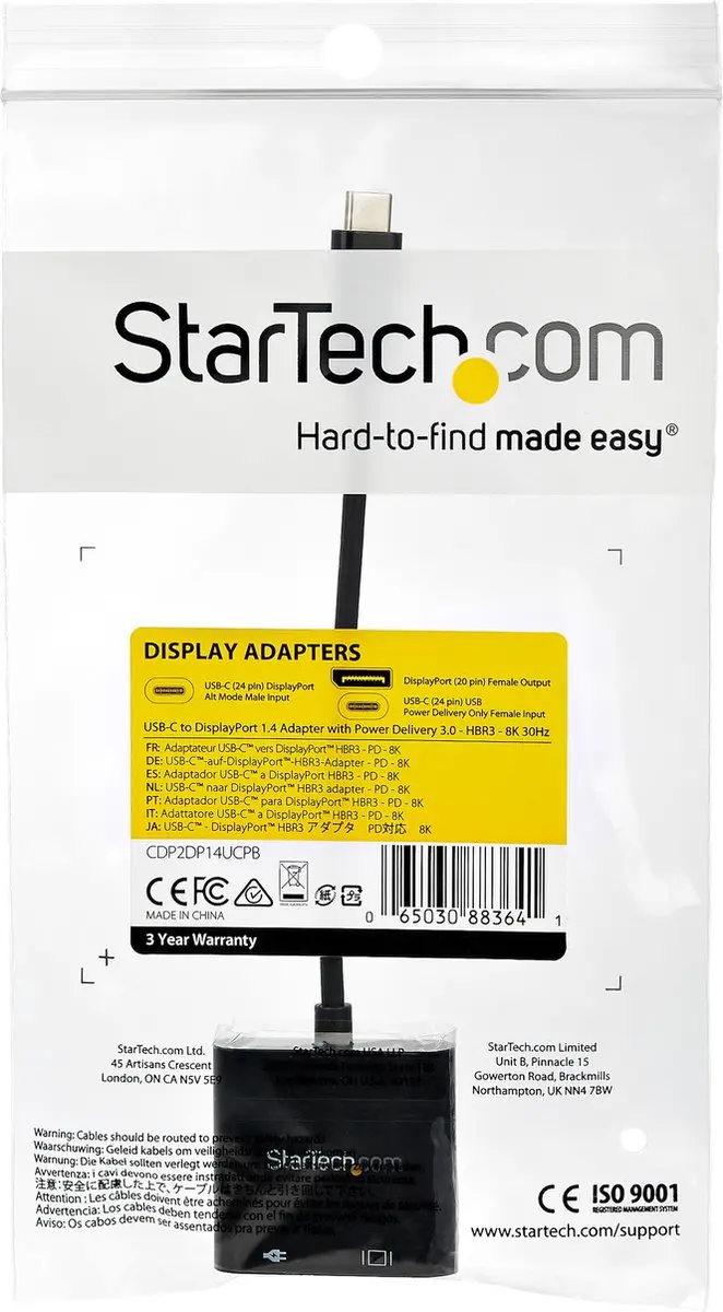 Startech USB-C naar DisplayPort Adapter CDP2DP14UCPB - Zwart