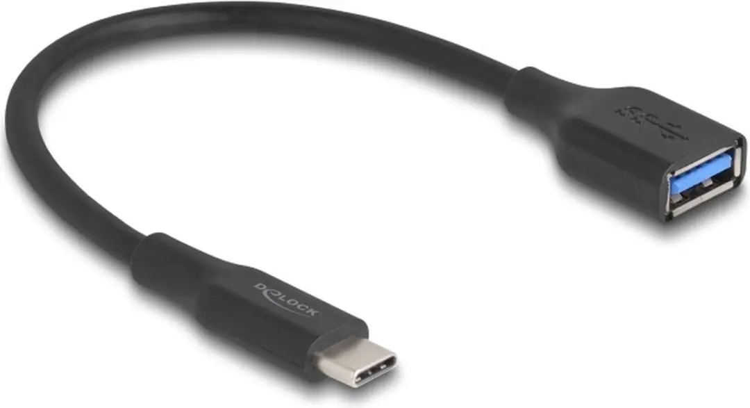 Delock USB 10Gbps Type-C naar Type-A Adapter 60W QC3.0 - Zwart