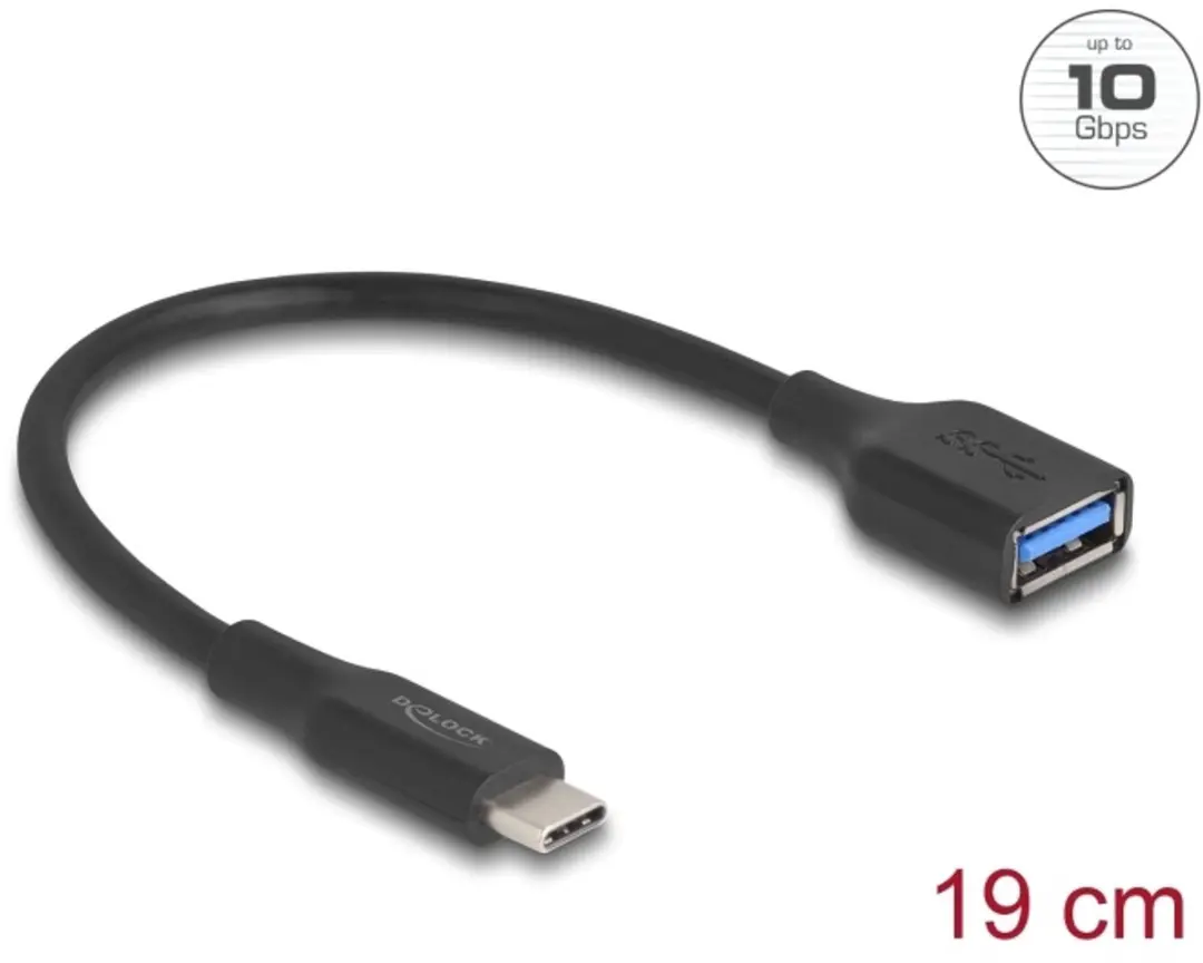 Delock USB 10Gbps Type-C naar Type-A Adapter 60W QC3.0