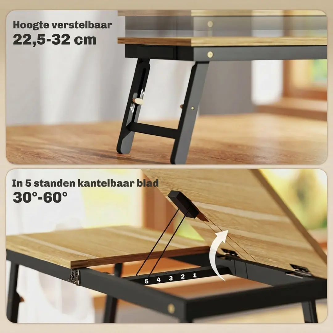 Homcom Laptoptafel T0002-01-19430 Bed-/Laptoptafel - In hoogte verstelbaar - Zwart