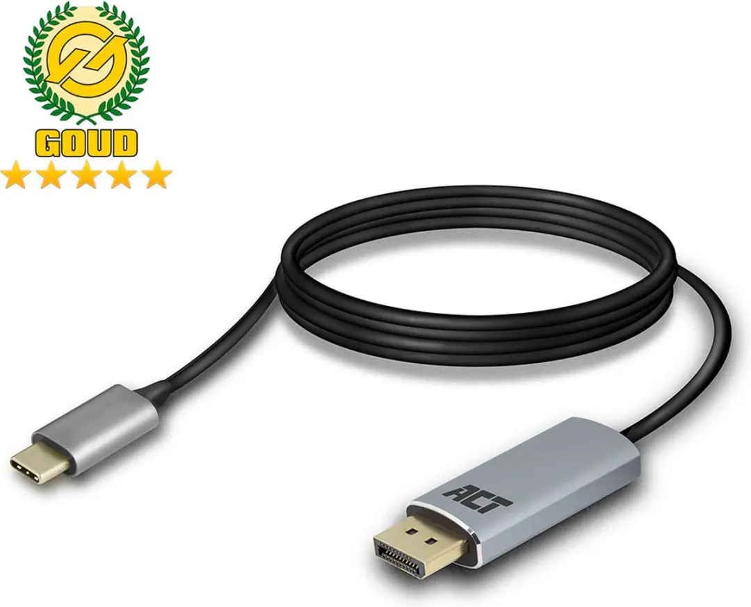 ACT AC7035 USB-C naar DisplayPort Kabel 1.8m - Zilver