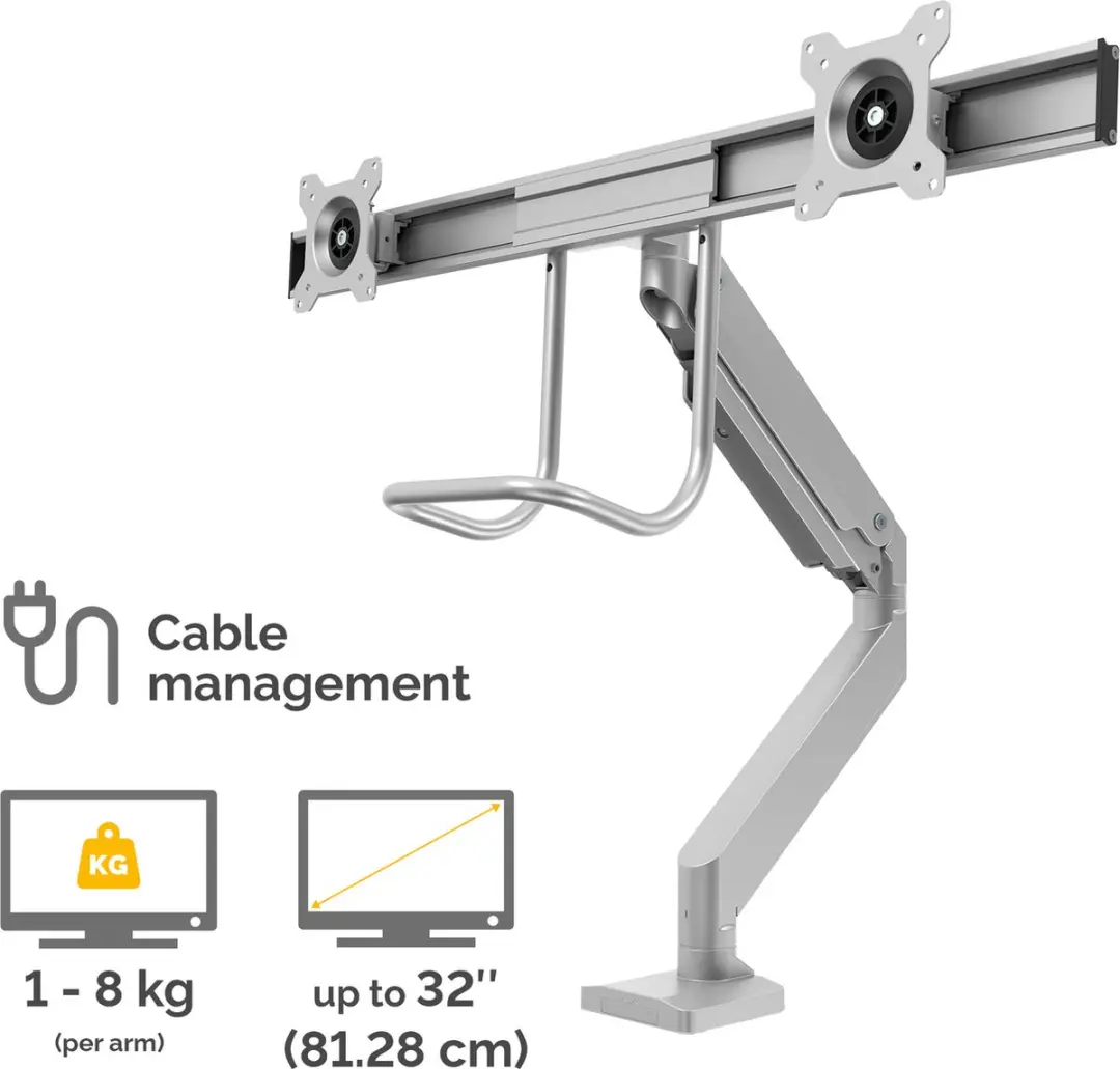 Fellowes Eppa Crossbar Monitorarm 32" - Zilver