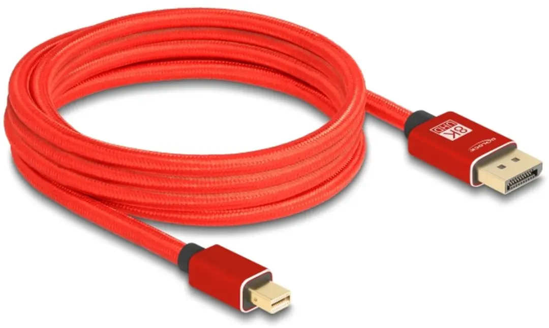 Delock Mini DisplayPort naar DisplayPort Kabel 8K 60Hz - 3m - Rood
