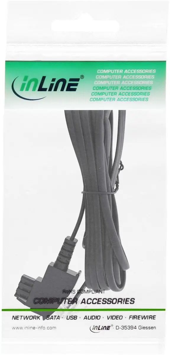 InLine TAE-F naar Western 6/2 DEC ST Kabel 6m - Zwart