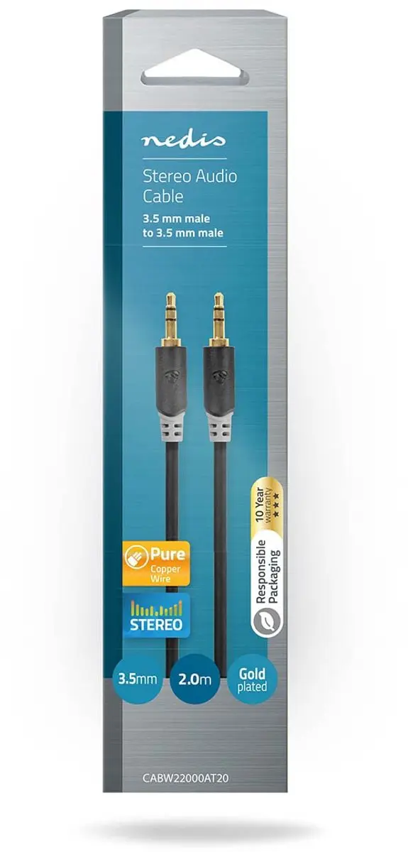 Nedis Stereo-Audiokabel 3,5mm M-M - 2m - Verguld - Antraciet