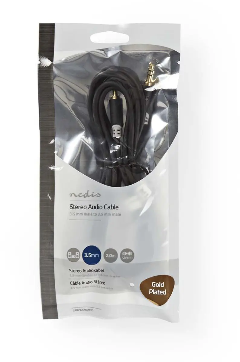 Nedis Stereo-Audiokabel 3,5mm M-M - 2m - Verguld - Antraciet