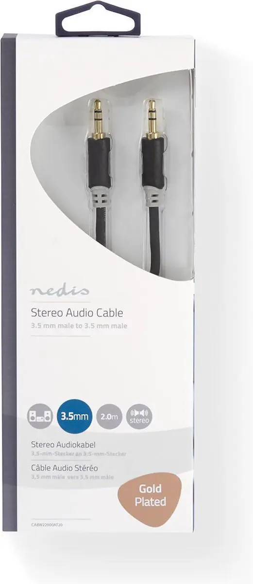 Nedis Stereo-Audiokabel 3,5mm M-M - 2m - Verguld - Antraciet