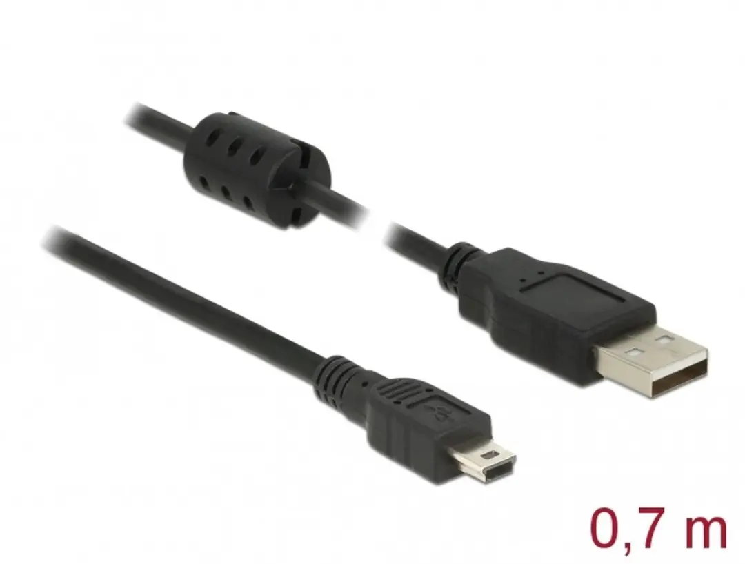 Delock USB 2.0 A Male naar Mini Male Kabel 0,70m