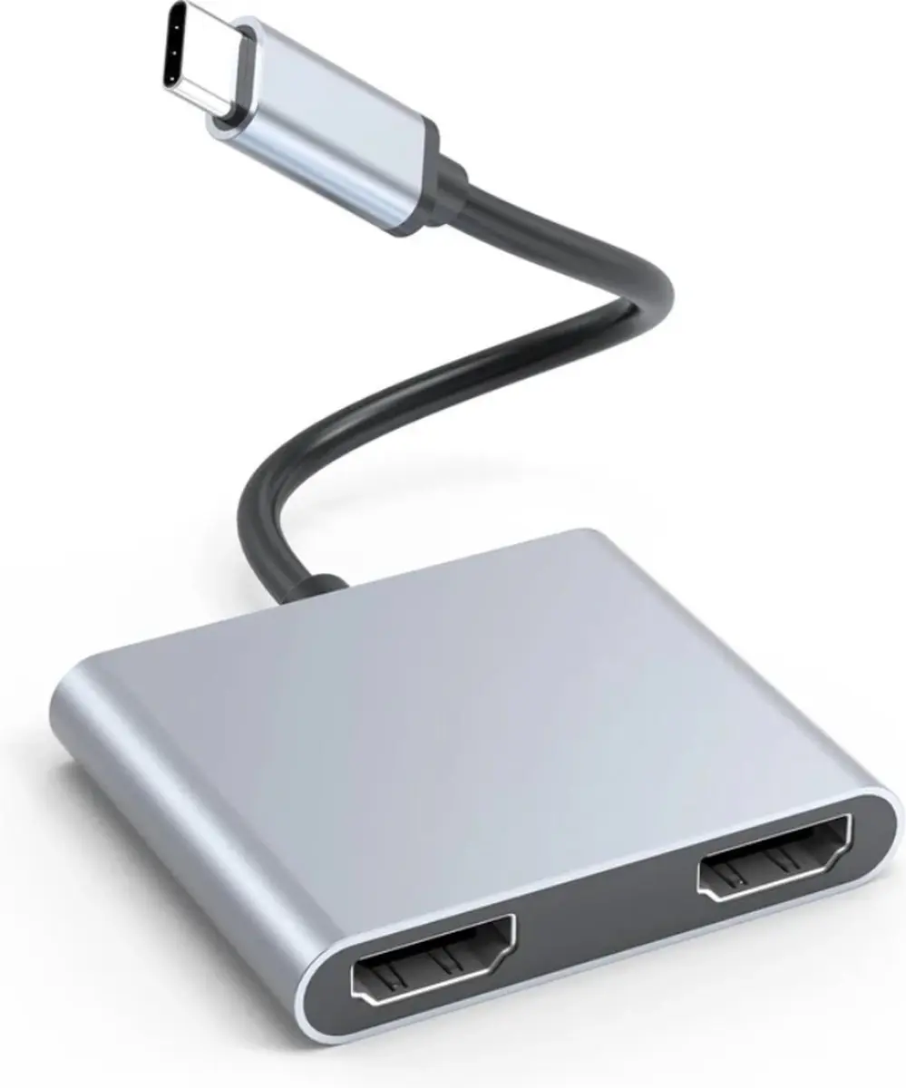 NÖRDIC DOCK-195 USB-C naar HDMI Adapter - 2 Schermen 4K 60Hz - Grijs