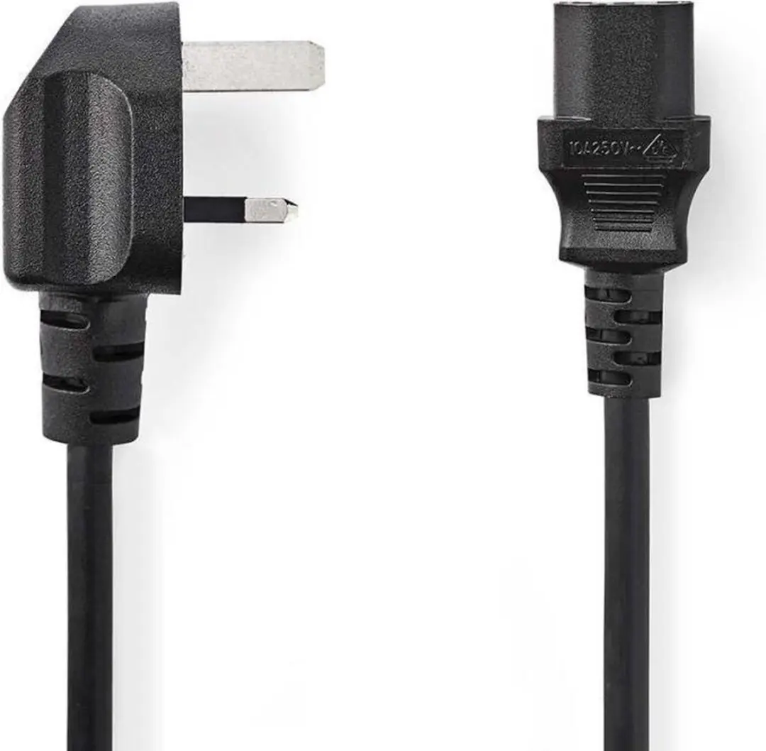 Nedis Stroomkabel CEGP11100BK50 - UK Male IEC-C13 - 5m - Gehoekt - Zwart