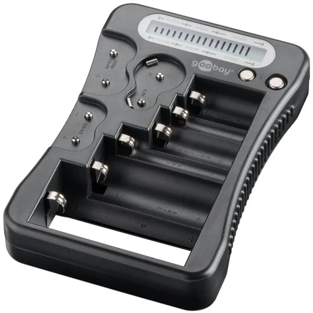 Goobay Batterijentester met LCD-display - Zwart