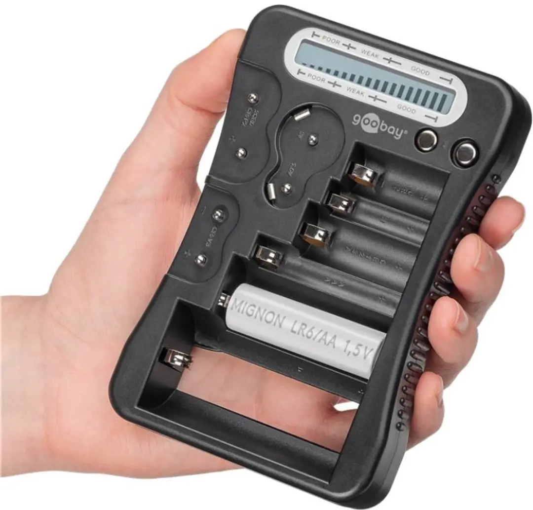 Goobay Batterijentester met LCD-display - Zwart