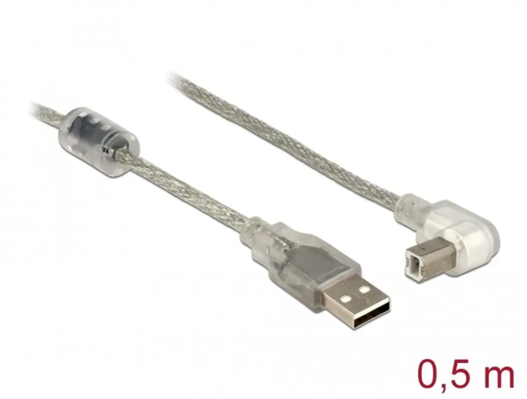 Delock USB 2.0 A naar B hoekig 0.5m