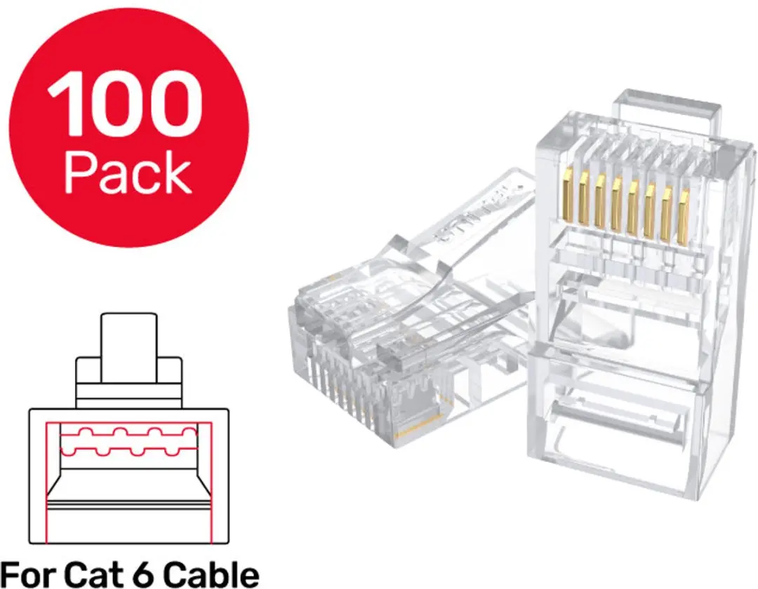 UNITEK Y-OT19TP RJ45 Modular Plugs - Cat.6 - 100 Stuks - Transparant - afbeelding 6 van 6