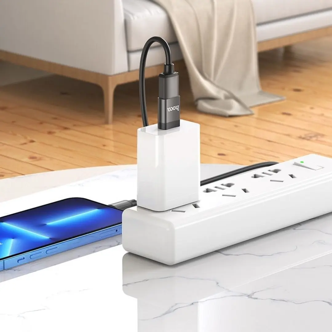 Hoco UA17 USB-C naar USB-A Adapter - Zwart - afbeelding 6 van 6