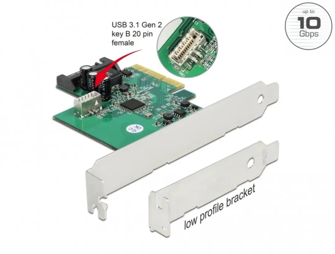 Delock PCIe Kaart USB 3.2 Gen 2 Key B 20-pins