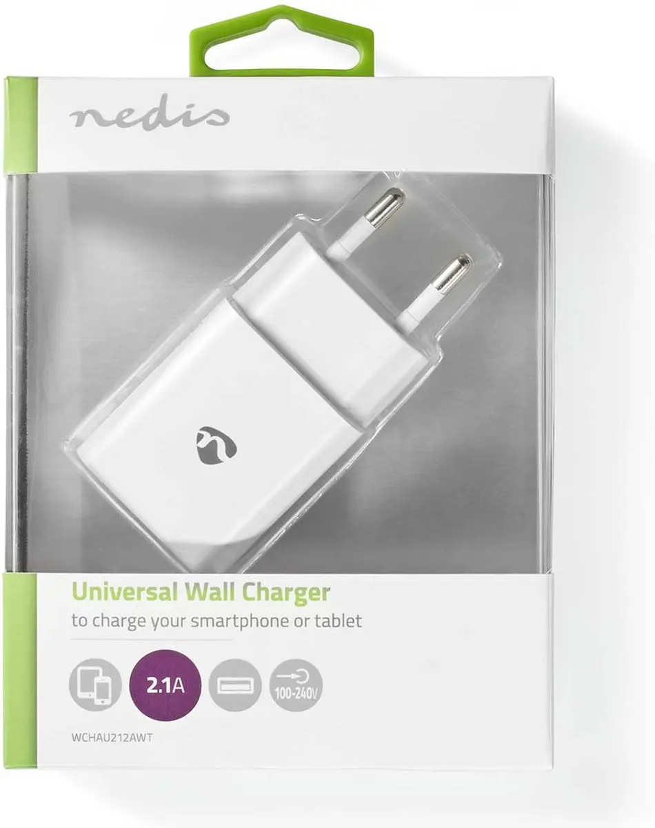 Nedis WCHAU212AWT Oplader - 10.5W - USB-A - Wit