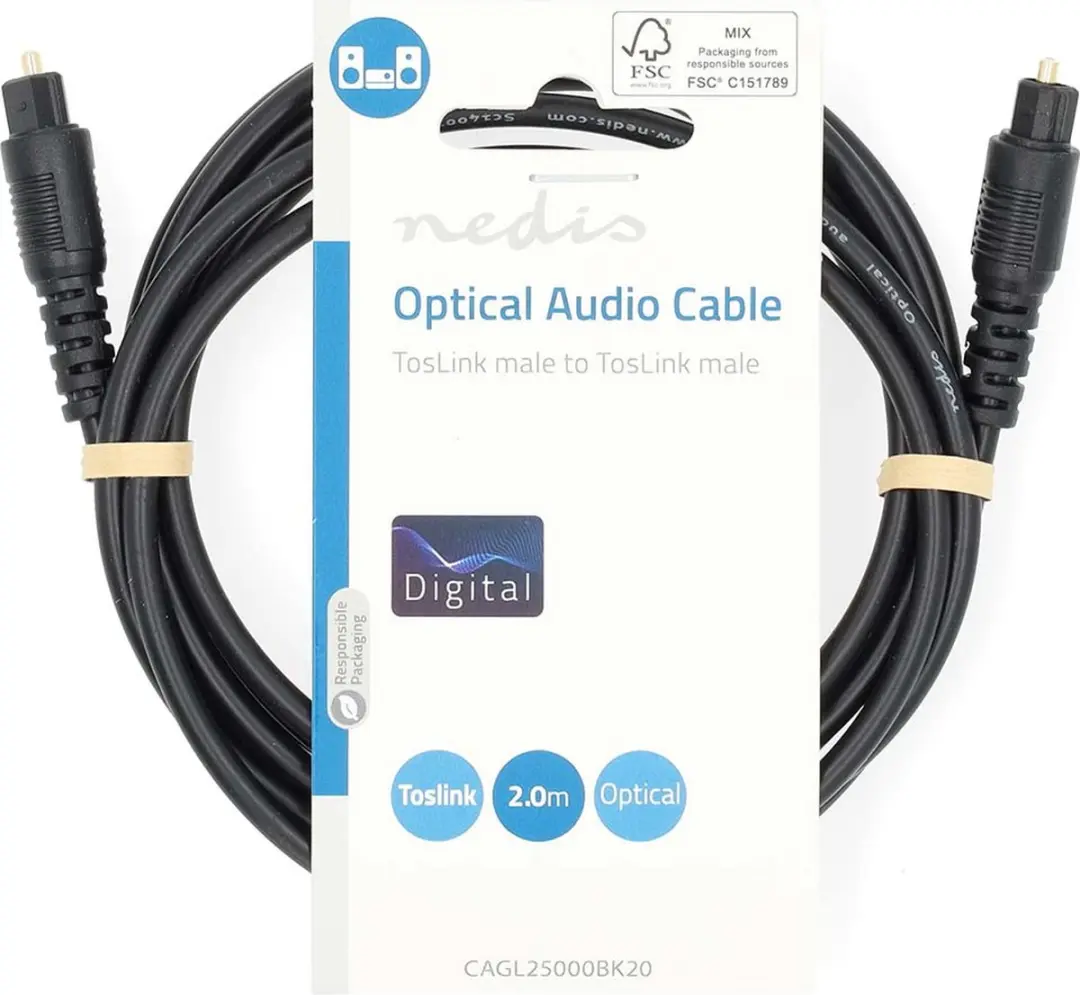 Nedis Optische Audiokabel CAGL25000BK100 - 10m - Zwart