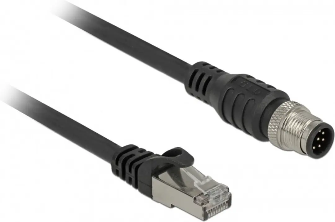 Delock M12 8-pins A-gecodeerd RJ45 Industriële Netwerkkabel CAT5e 1m