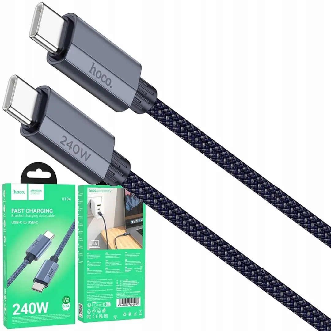 Hoco U134 USB-C Kabel 240W Blauw