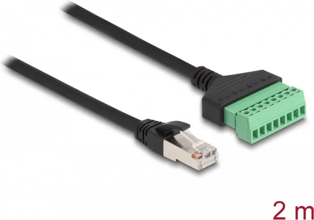 Delock RJ45 Terminal Block Kabel CAT6 U/UTP - 2m - Zwart