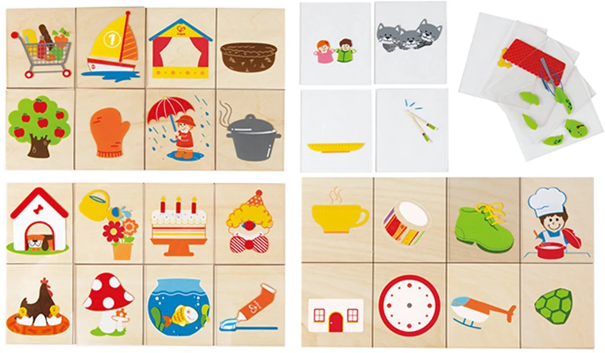 Hape Combino 407152 - Geel - 3 Spelborden & 24 Kaartjes