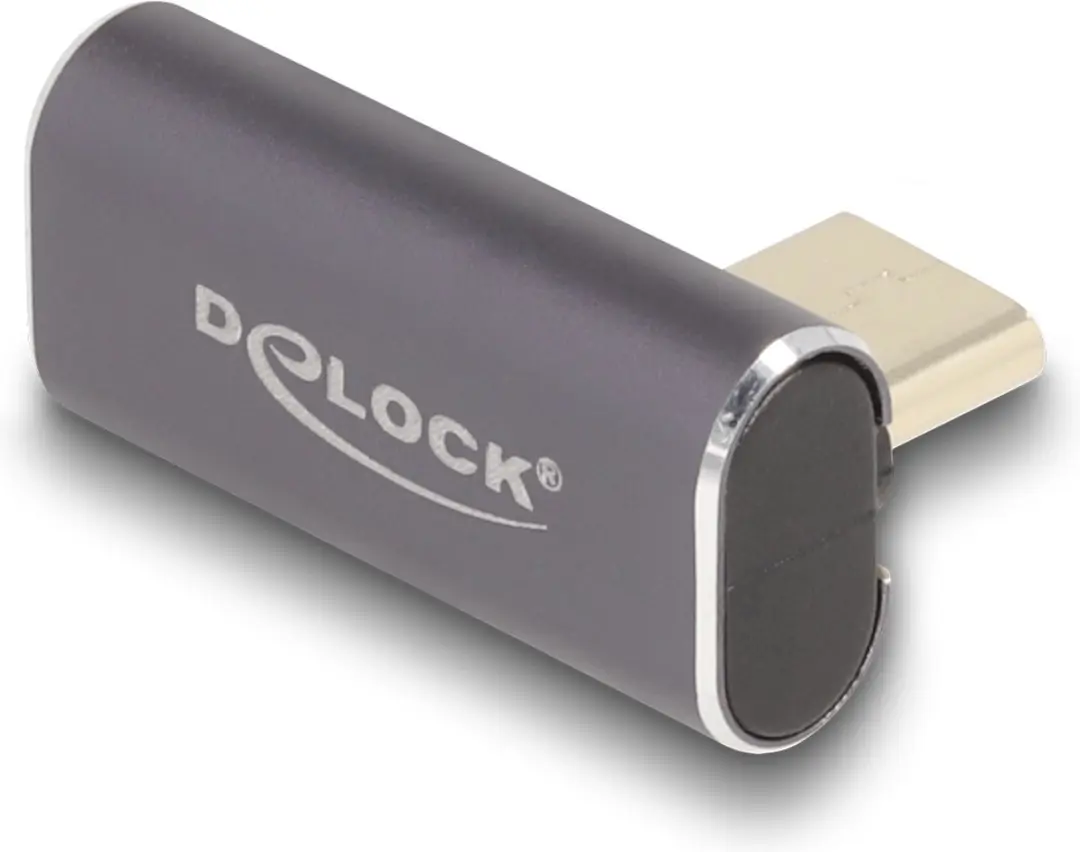 Delock USB-C Haakse Adapter USB4 40Gbps PD 100W 8K60Hz - Grijs