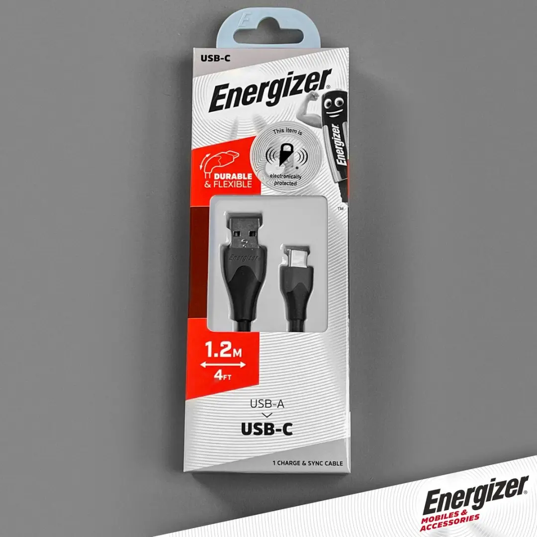 Energizer C610CGBK USB naar USB-C Kabel 1.2m - Zwart - afbeelding 3 van 3