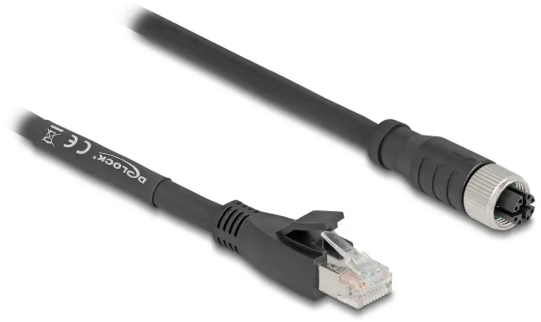 Delock M12 8-pins X-gecodeerd Industriële Netwerkkabel CAT5e 2m