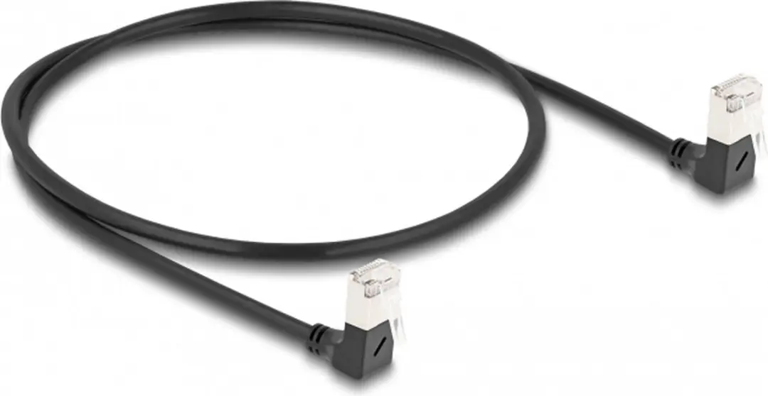 Delock RJ45 Cat.6A S/FTP Kabel 90° - 0.5m - Zwart