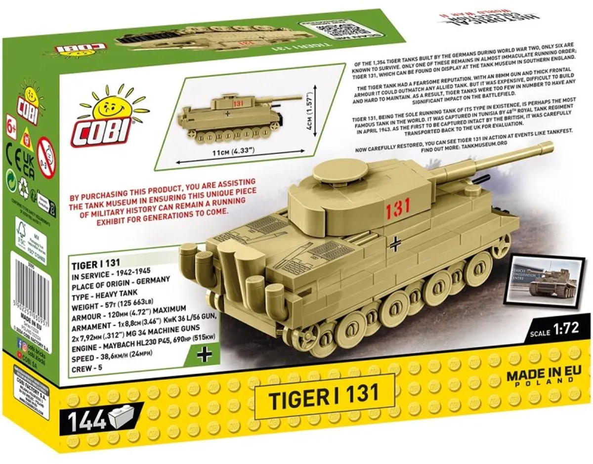 Cobi Tiger I 131 COBI-3095 - 144 Stukken - Meerkleurig