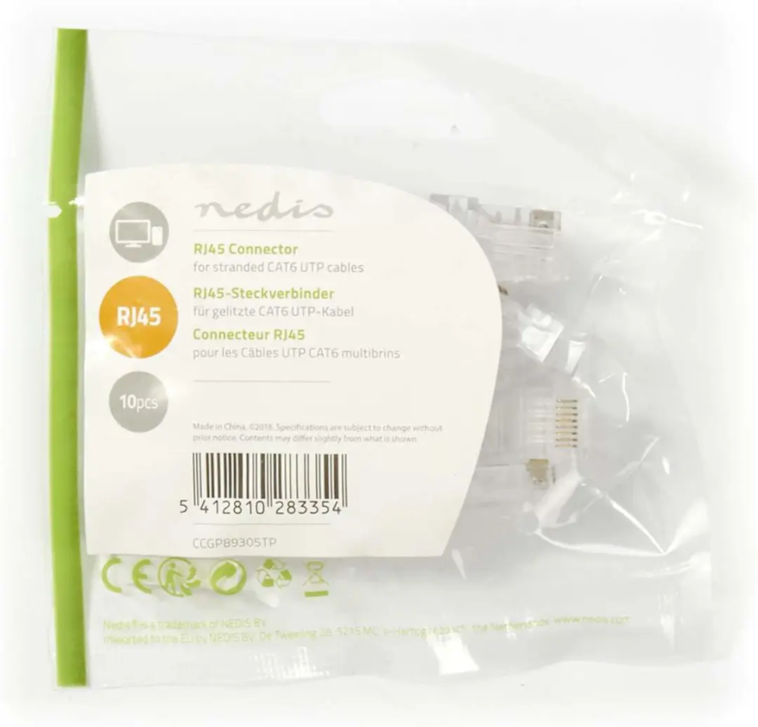 Nedis RJ45-connector CAT6 - Recht - Verguld - 10 Stuks
