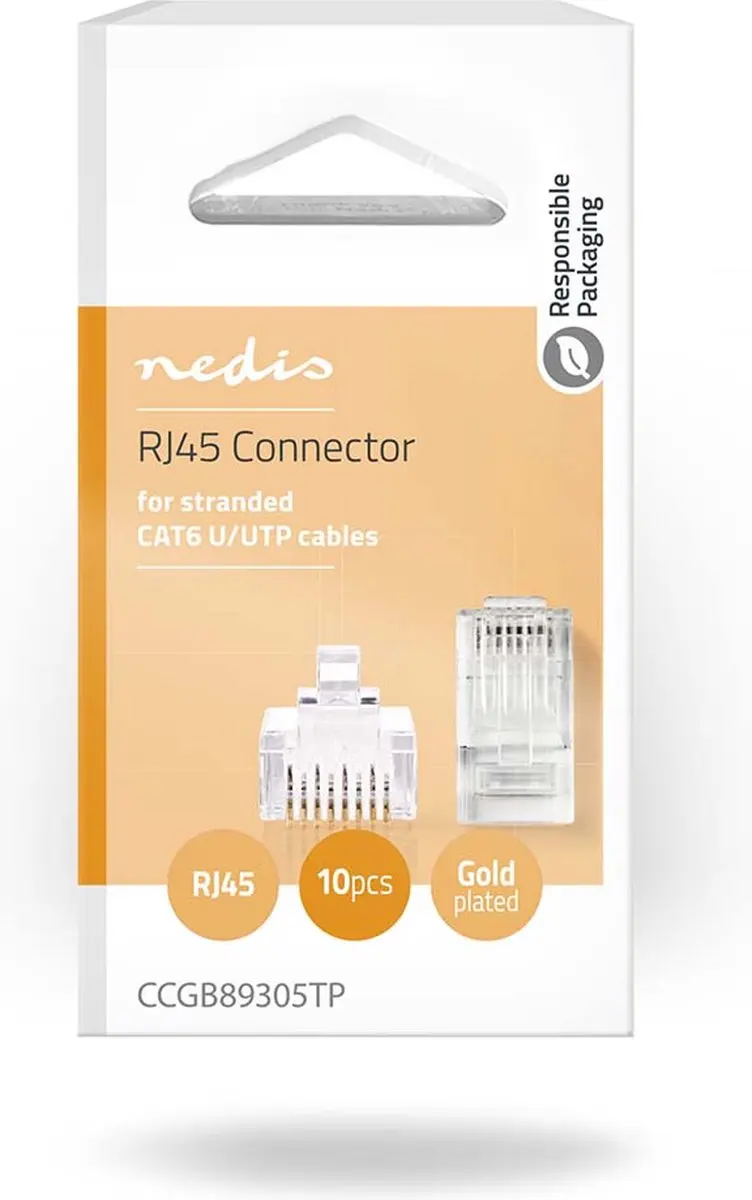 Nedis RJ45-connector CAT6 - Recht - Verguld - 10 Stuks