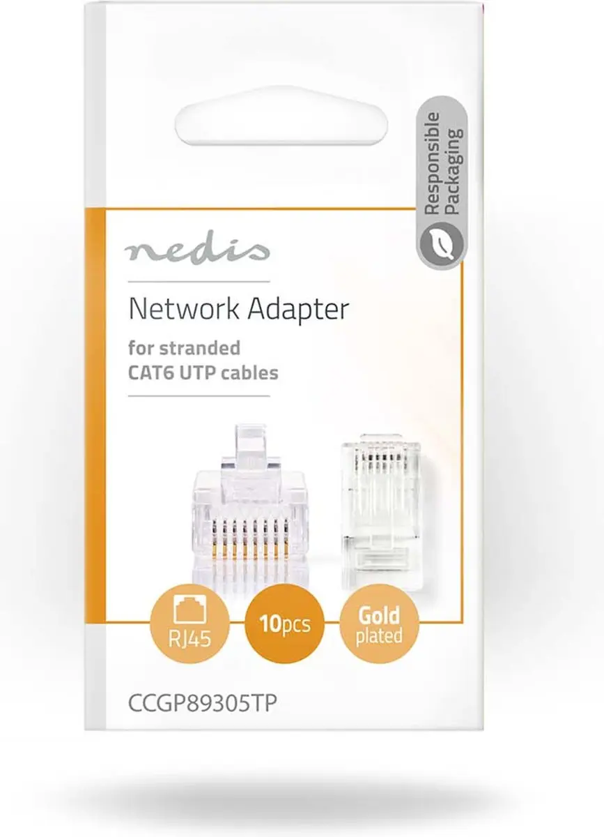 Nedis RJ45-connector CAT6 - Recht - Verguld - 10 Stuks