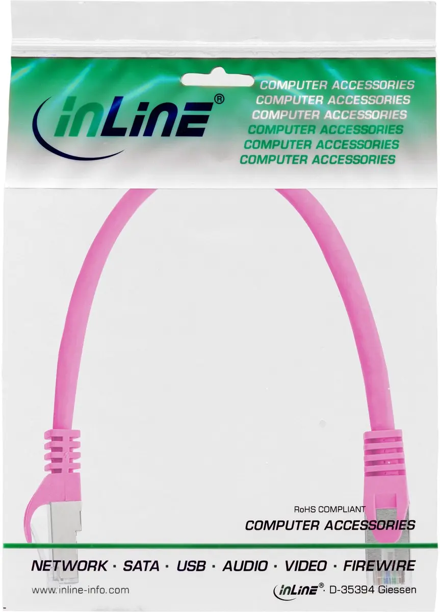 InLine Patchkabel SF/UTP Cat.5e Roze 0,3m