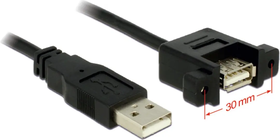 Delock USB 2.0 A Male naar A Female Kabel 1m - Zwart