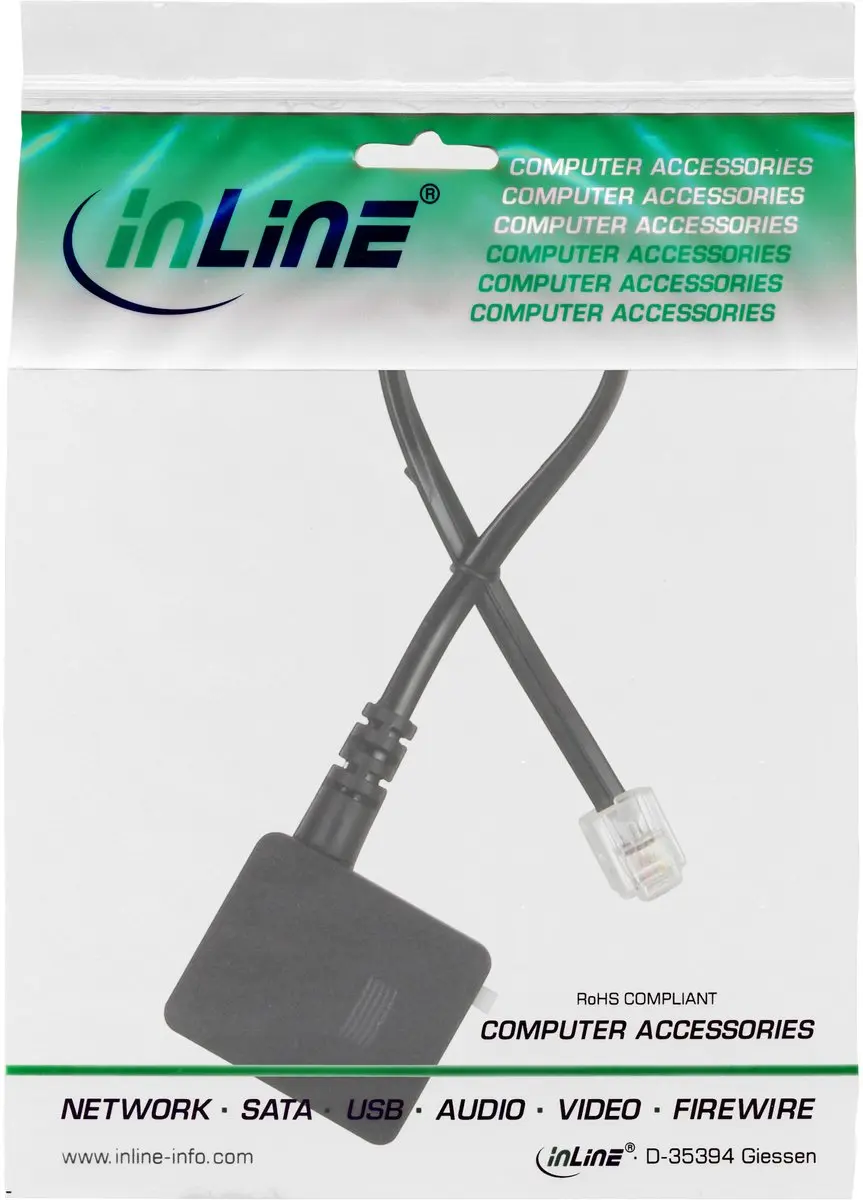 InLine TAE Adapterkabel RJ11 male naar TAE-N female - Zwart