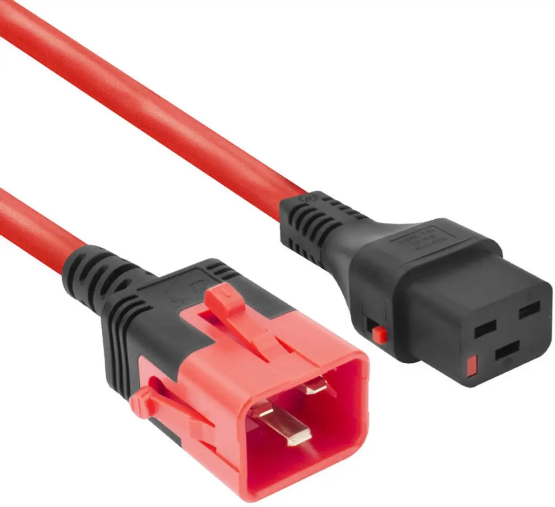 ACT Netsnoer C19-C20 Dual Locking - 2m - Rood