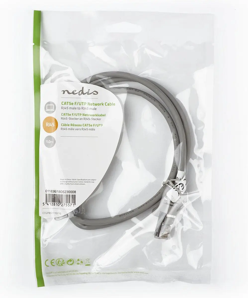 Nedis CAT5e Kabel 1m RJ45 - Grijs
