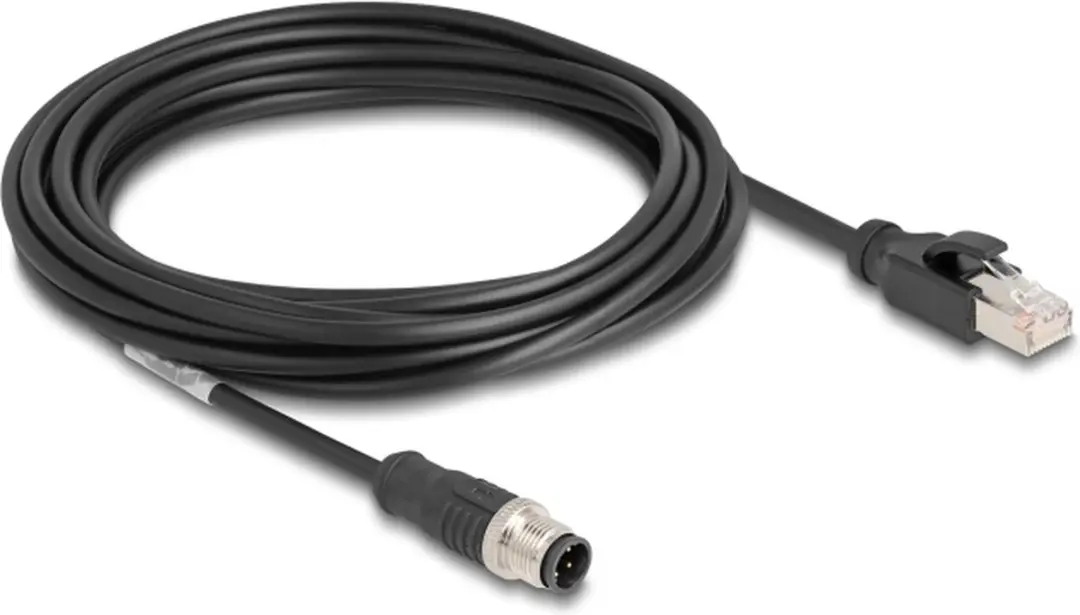 Delock M12 4-pins CAT5e Netwerkkabel 5m - Zwart
