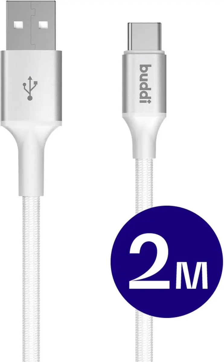 Buddi Flex USB-A naar USB-C Kabel 2M