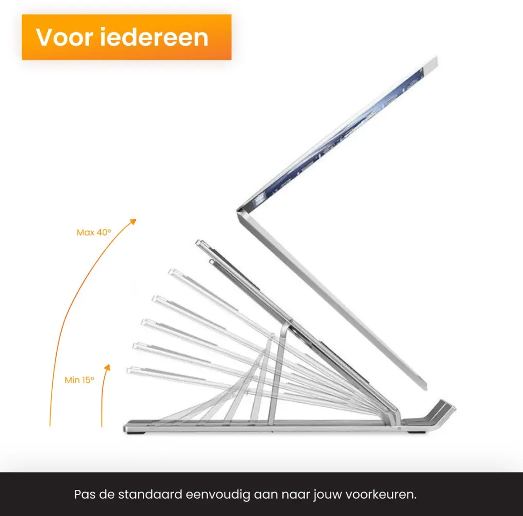 R2B Breda Laptopstandaard Verstelbaar 10-17" - Zilver