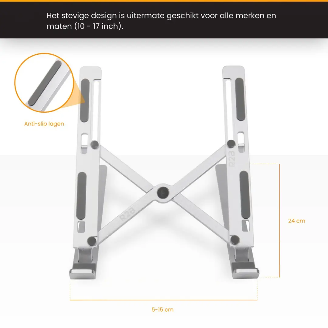 R2B Breda Laptopstandaard Verstelbaar 10-17" - Zilver - afbeelding 6 van 6