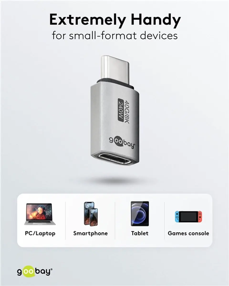 Goobay USB-C Poortbeschermer 74447 - USB4 40Gbps - 8K 60Hz - Grijs